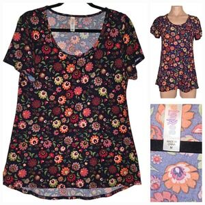 LuLaRoe Size Med Bright colorful Floral Print Classic Tee Tunic